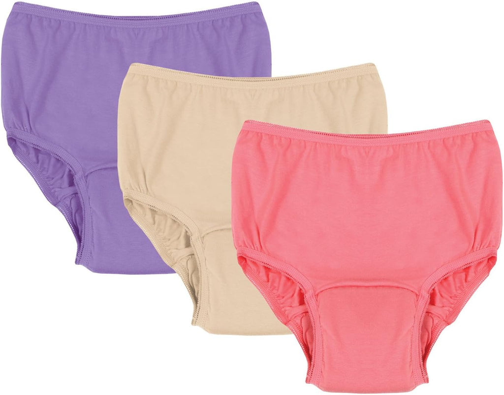 SUPPORT PLUS Womens Incontinence Underwear Washable Reusable 10 oz. Color 3 Pack - Large