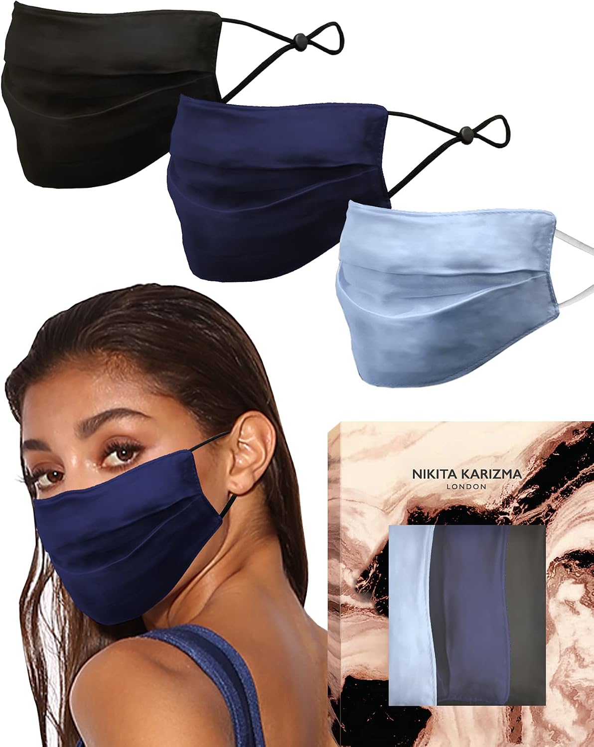 KARIZMA Beverly Hills Silk Face Mask Collection Pack. Fashionable Designer Face Mask for Women. Real Mulberry Silk Masks