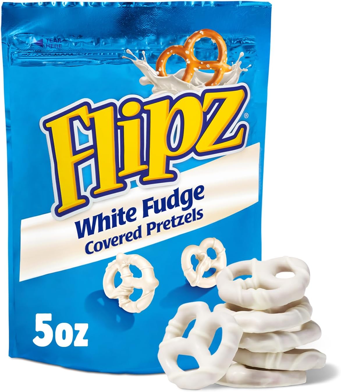 Flipz White Fudge Covered Pretzel, 5 Ounce (Pack of 6)