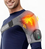 Cordless Shoulder Heating Pad, Heated Shoulder Brace for Men Women Rotator Cuff Pain Relief, Heated Shoulder Wrap with 3 Heat Levels and 3 Vibration Modes for Shoulder Discomfort Relief (Grey)