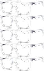 Eyekepper 5-pack Oversized Reading Glasses Square Large Frame Readers for Men and Women - Clear +1.50