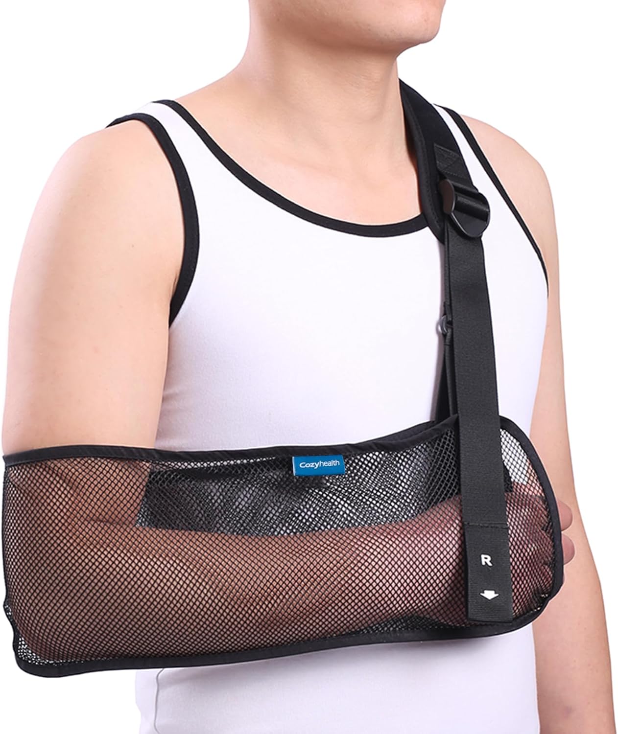 Mesh Arm Shoulder Sling Medical Shoulder Immobilizer for Shoulder Injury Torn Rotator Cuff, Breathable Arm Brace for Shower, Right Left Arm Stabilizes Elbow Arm Wrist Injury for Men Women (Black)