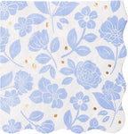 Bonjour Fête Light Blue Floral Large Paper Napkins | 3-Ply Luncheon Size with Gold Foil Accents | Elegant Tableware for Baby Showers, Spring Celebrations, Birthdays | Pack of 20, 6.5” Folded