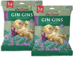 GIN GINS Original Ginger Chews – Natural Fresh Ginger Candy by The Ginger People – Individually Wrapped Healthy Candy – Original Flavor – Large 1 lb Bag (16oz) – Pack of 2