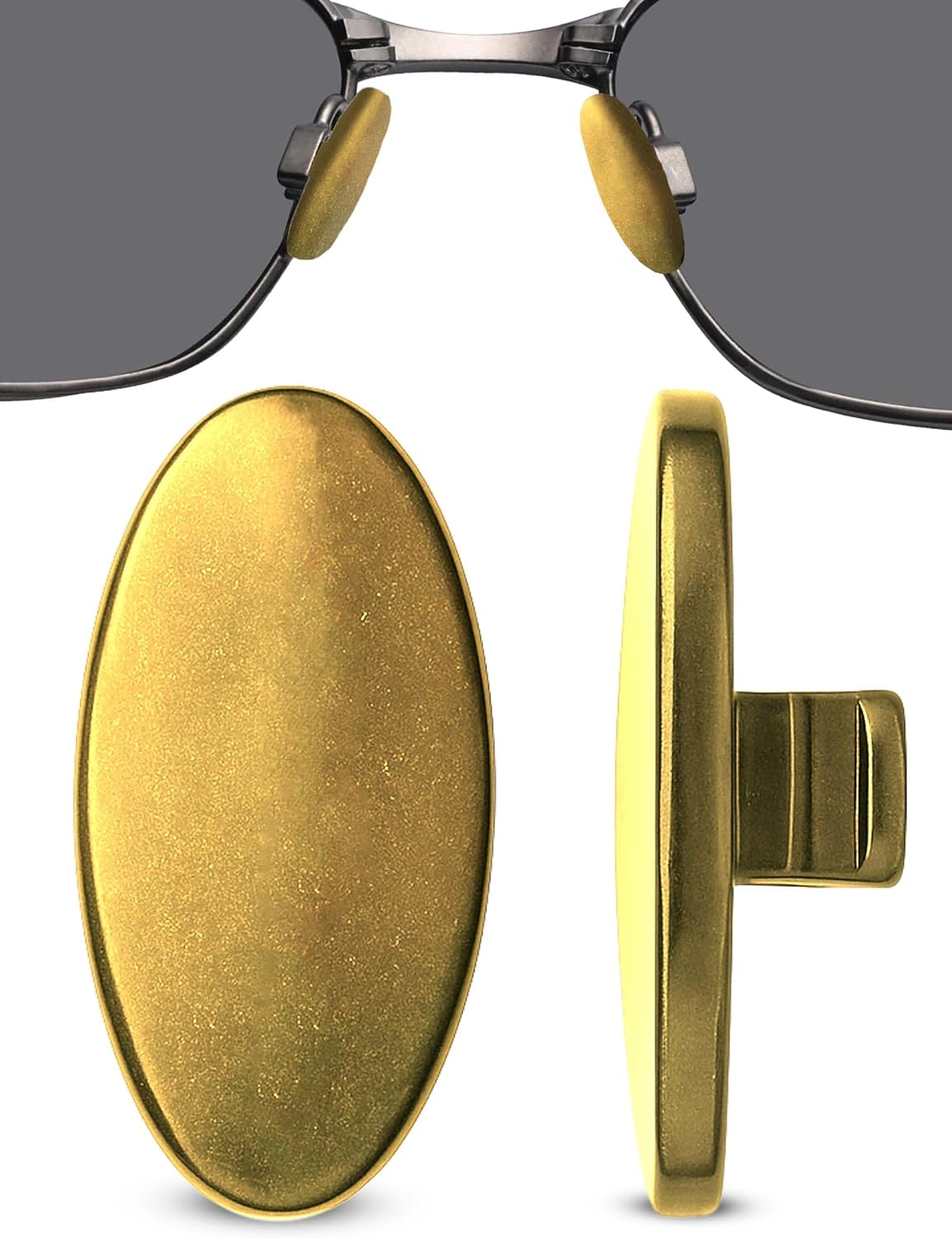SPORTS WORLD VISION Glasses Titanium Nose Pads | Oval Shape Non-Slip Nose Pads for Glasses | 13mm Slide-in Easy Replacement and Comfortable Fit 1 Pair in Gold Finish