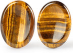 Artistone Thumb Worry Stones for Anxiety Healing Crystals Sets 2PCS Tiger Eye Hand Carved Gemstone Pocket Palm Stones Meditation Reiki Chakra