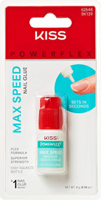 KISS PowerFlex Maximum Speed Nail Glue - Fast Drying Adhesive for Glue-On Nails & Repairs with Nozzle Tip Applicator, Ideal for Tips & Wraps, Net Wt. 0.10 oz (3g)