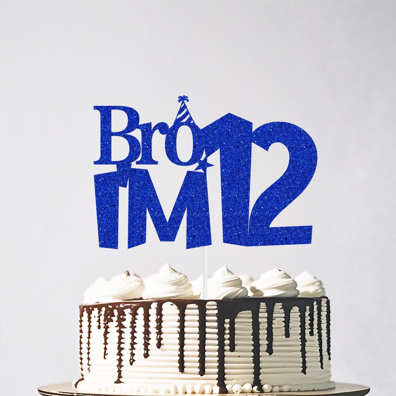 Glitter Bro I'm 12 Cake Topper, Official 12 Pre-Teen Happy 12th Birthday Cake Topper, Boys Funny 12th Birthday Party Decorations Blue