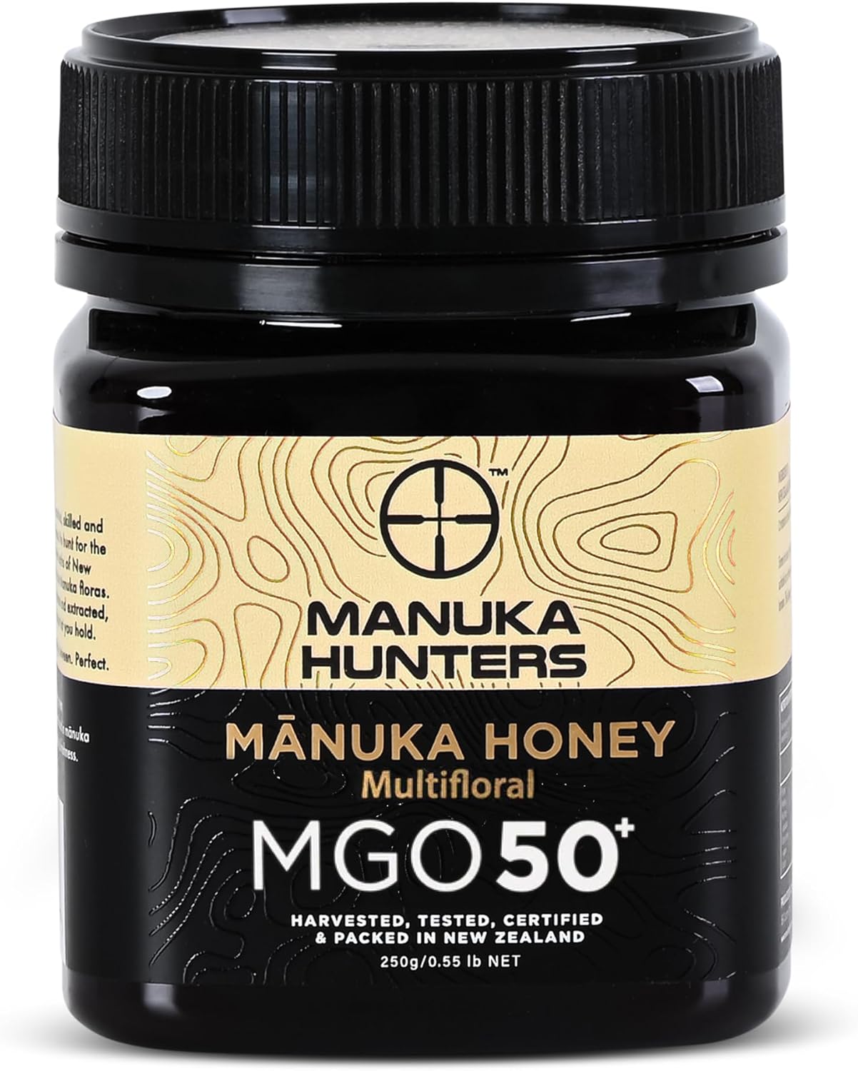 Manuka Hunters/MGO 50+ Certified New Zealand Manuka Honey - 100% Pure Natural Sweetener - Gluten, Dairy Free - Ideal for Tea, Coffee, Smoothies, and Baking - Sustainable - 8.8oz/250g Jar