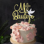 Mi Bautizo Cake Topper Cross First Holy Communion Baptism Cake Pick Religious God Bless Baptism Cake Decoration for Baby Shower Birthday Party Supplies Decorations Gold Glitter
