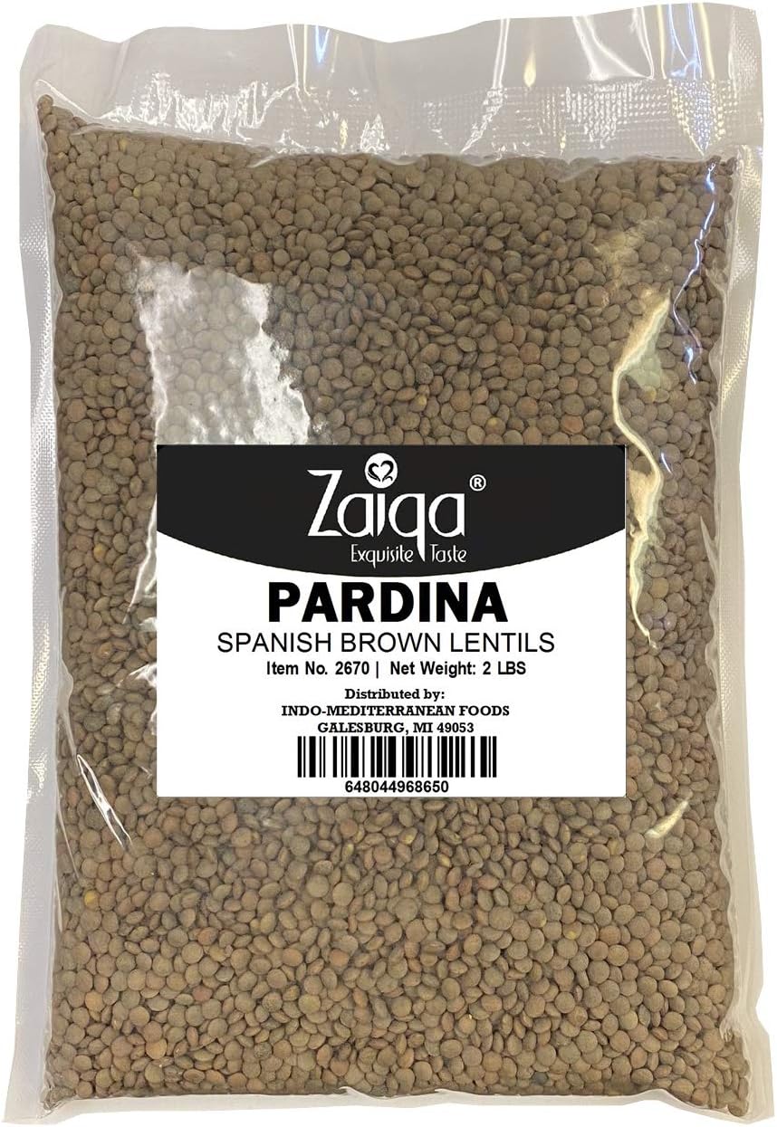 Zaiqa Pardina Brown Lentils or Whole Spanish Lentils | Make Kitchari, Vegan Soups, Stews, Salads & Indian Curry With Unique Nutty Flavor | Naturally Non-GMO, Nutritious & Pacific Northwest Grown - 2 LBS