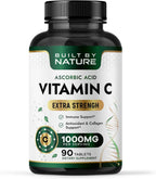 Built by Nature Vitamin C 1000mg – High Potency Immune Support Supplement – Vitamina C Antioxidant for Women & Men – Supports Energy, Skin & Collagen - 90 Tablets