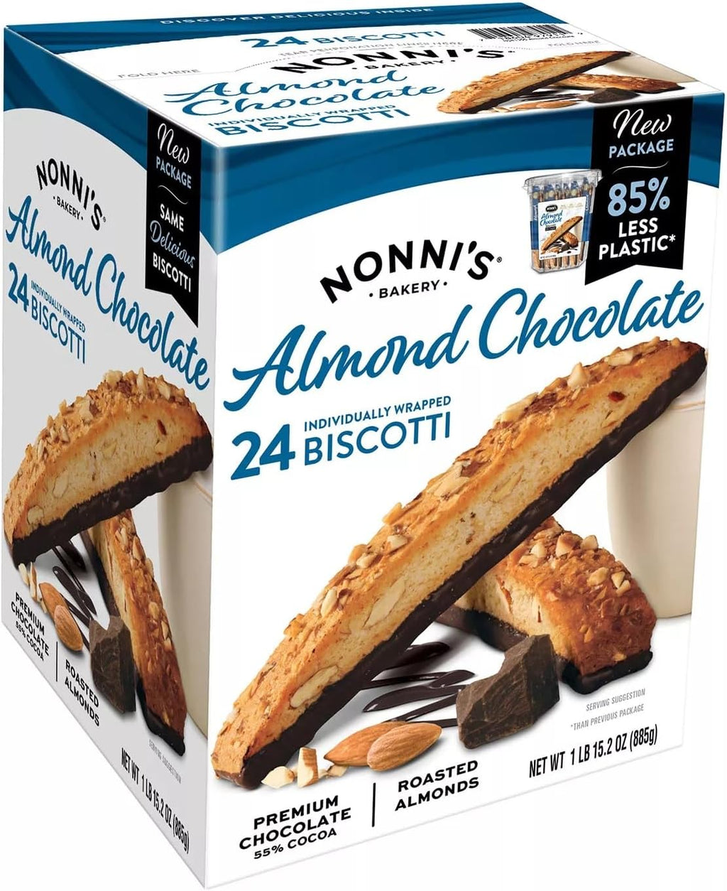 Nonni's Almond Chocolate Biscotti, 1.3 Ounce (Pack of 24)
