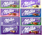 Milka European Chocolate Bars Variety Pack of 8 Full Size Bars, No Duplicate Chocolate