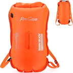 ProCase 35L Swim Buoy Dry Bag, Floating Waterproof Backpack with Shoulder Waist Strap for Open Water Swimming Paddling Boating Kayaking Rafting Hiking Camping Fishing Beach -Orange