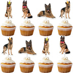 Cheereveal 36PCS German Shepherd Cupcake Toppers, Cute Puppy Dog Cupcake Picks Cake Decorations, Pet Adoption Theme Birthday Baby Shower Party Supplies