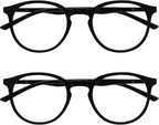 OPULIZE MET Blue Light Blocking Reading Glasses for Women Men, Slim Round Frame with Scratch Resistant and Spring Hinges, Computer Glasses with Anti-Reflective, Black +1.5 (Pack of 2)
