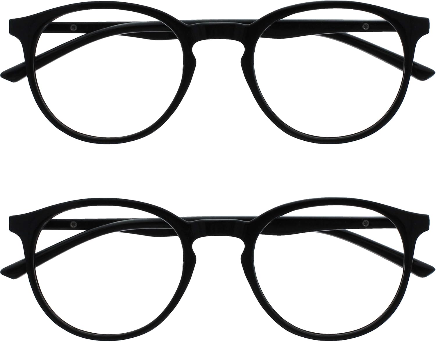 OPULIZE MET Blue Light Blocking Reading Glasses for Women Men, Slim Round Frame with Scratch Resistant and Spring Hinges, Computer Glasses with Anti-Reflective, Black +0 (Pack of 2)
