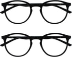 OPULIZE MET Blue Light Blocking Reading Glasses for Women Men, Slim Round Frame with Scratch Resistant and Spring Hinges, Computer Glasses with Anti-Reflective, Black +2.5 (Pack of 2)