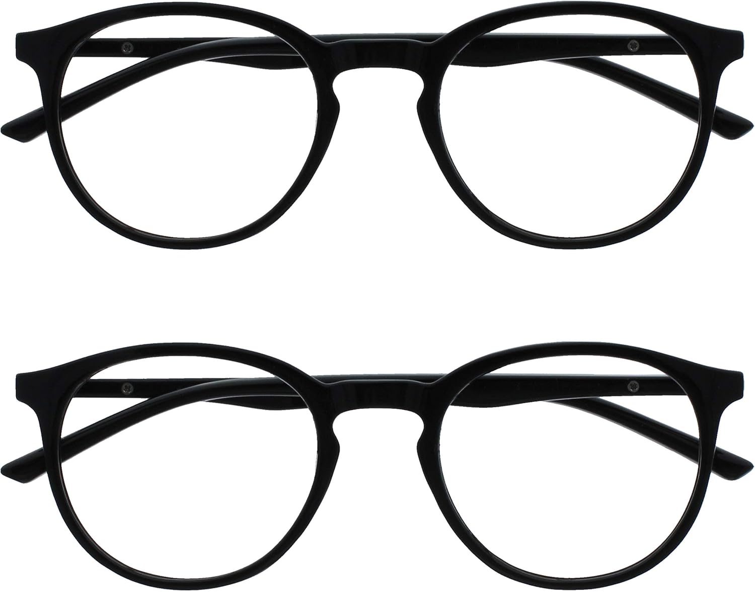 OPULIZE MET Reading Glasses for Women Men, Slim Round Frame with Spring Hinges and Scratch Resistant, Black +3.5 (Pack of 2)