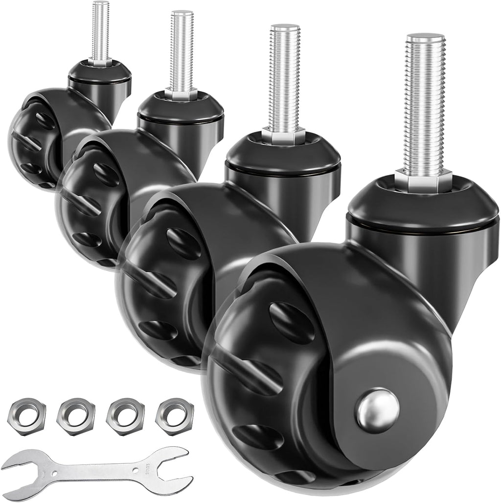 2 in Ball Caster Wheels - Threaded Stem Castors (Stem Diameter 3/8", Stem Length 1"),Heavy Duty 1200 LBS,Swivel Casters Set of 4,Replacement Wheels for Furniture,Cart, Chair, Cabinets,Coffee Table