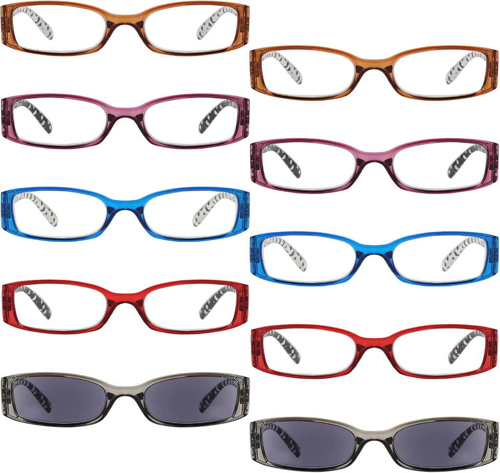 BFOCO 10-Pack Round Reading Glasses Women Readers Sunglasses Men