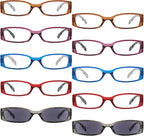 BFOCO 10-Pack Round Reading Glasses Women Readers Sunglasses Men