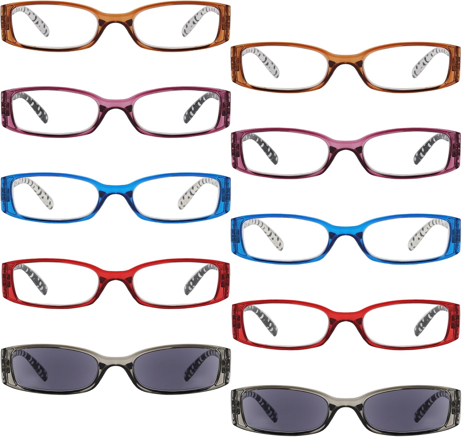 BFOCO 10-Pack Round Reading Glasses Women Readers Sunglasses Men