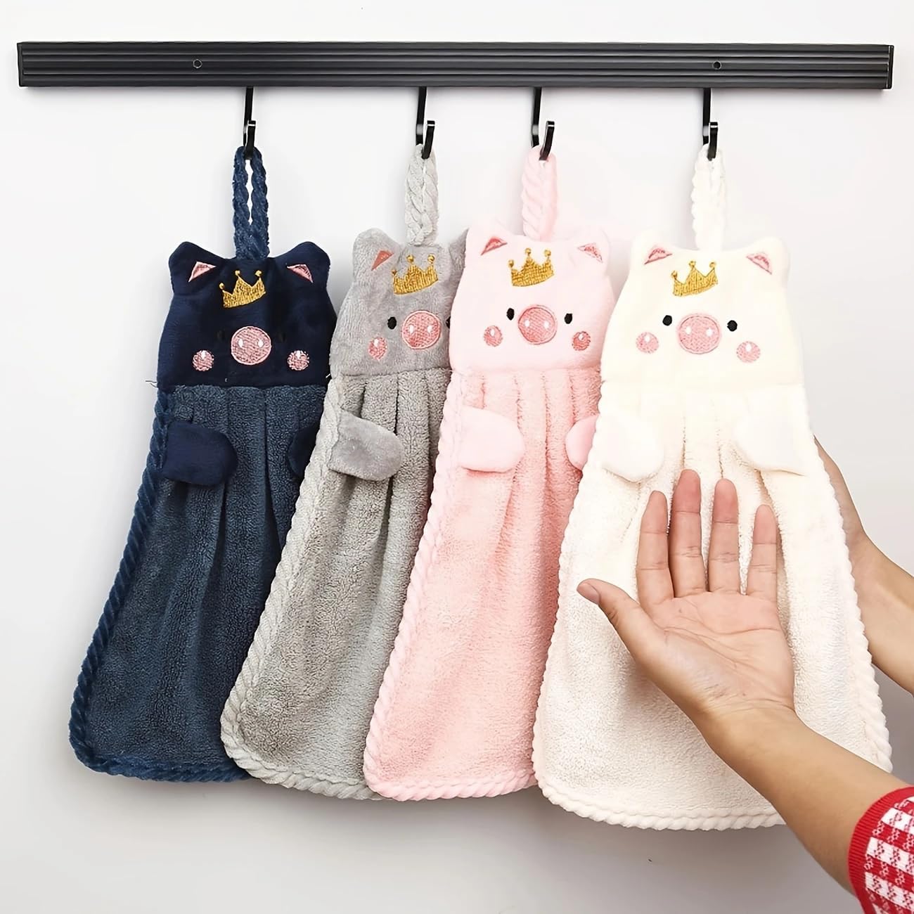 1PC Soft Absorbent Hanging Towel for Kitchen and Bathroom, White
