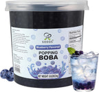 Soeos Blueberry Popping Boba, 6.6 lbs (3Kg), Bursting Boba Pearls for Bubble Tea, Beverages, Shakes, Desserts, Smoothie and Ice Cream Topping, Ready to Serve