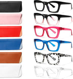 6 Pack Oprah Style Reading Glasses for Women Blue Light Blocking Computer Square Readers with Spring Hinge (Mix Color, 2.00, x)
