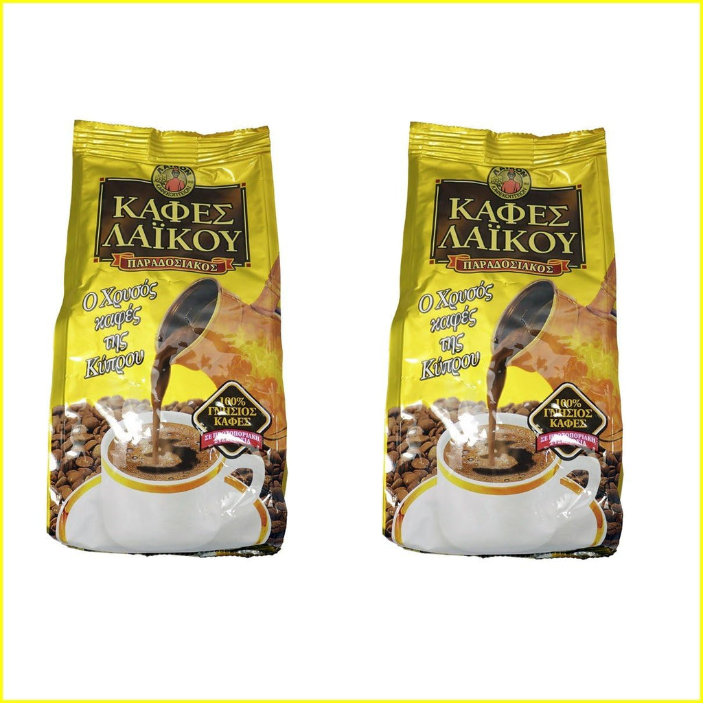 2 x 200g GOLD Laikou the Traditional Cyprus Greek Ground Coffee from Freshly Roasted Coffee Beans
