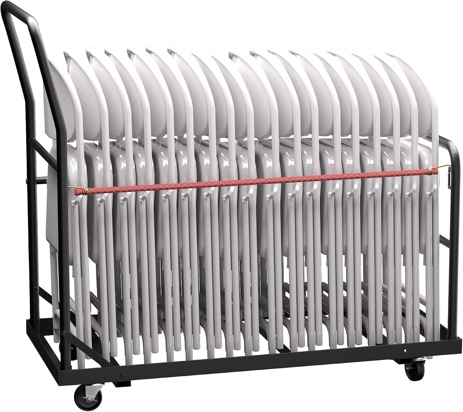 Folding Chair Cart with Wheels Heavy Duty 300 LBS Capacity, Rolling Chair Dolly for 25 Chairs w/Dual Handles & Anti-Fall Design, Commercial Cart for Events, Church, Conference, Weddings