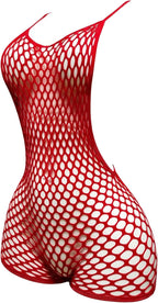 OYOANGLE Women's Fishnet Dress Bodysuit Hollow Out Lingerie Chemise Nightwear