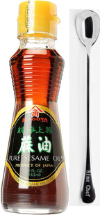 Kadoya Brand 100% Pure Sesame Oil (Sesame Oil 5.5 OZ, 1 Bottle) + One NineChef Long Handle Spoon Per Order