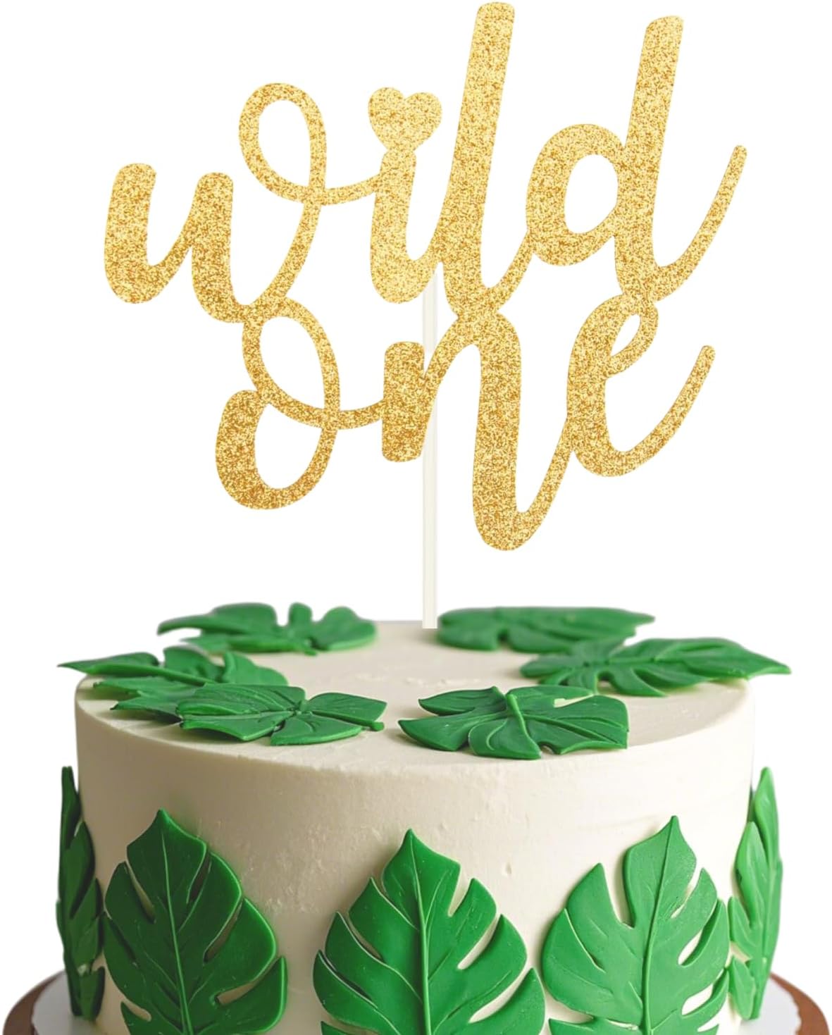 ALISSAR Glitter Double Sided Gold Wide One Cake Topper for 1st Birthday, Cake Topper for 1st Birthday Boy and Girl（Double Sided Gold)