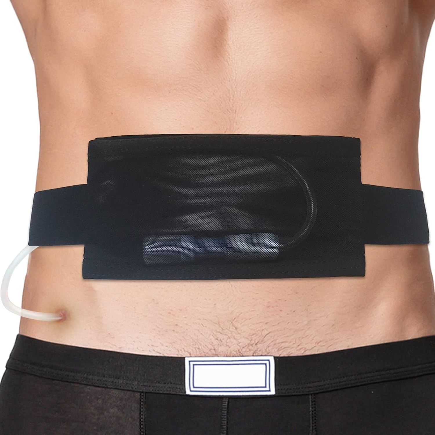 Breathable Peritoneal Dialysis Belt PD Catheter Holder Belt with Mesh Pouch Stretch for Peg/G/J Feeding Tube Accessories Transfer Set Fixation Nursing Supplies Men Women