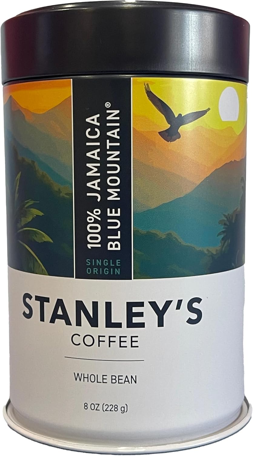 Stanley's Coffee - 100% Jamaica Blue Mountain Coffee, Authentic Whole Bean, Medium Roast, Certified Single Origin Gourmet Jamaican Coffee Beans, Premium Gift for Coffee Lovers, 8oz