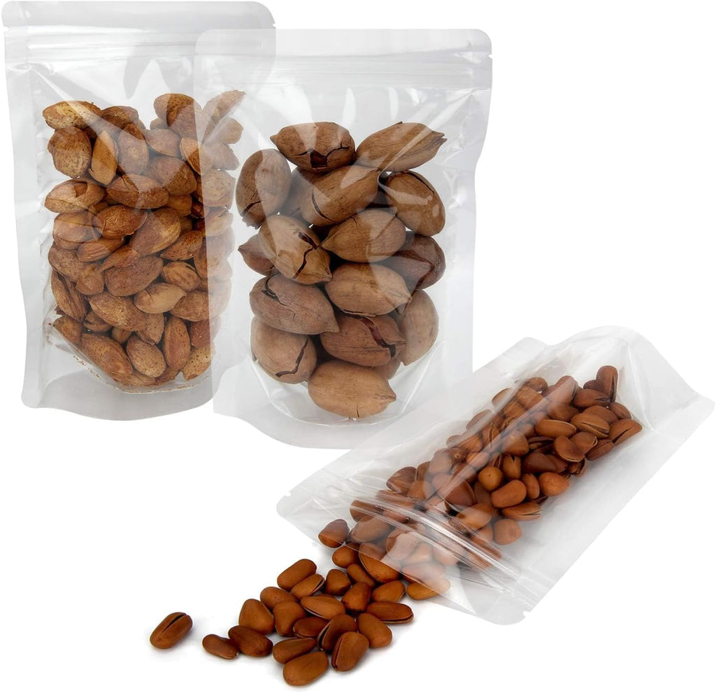 Blisstime 50 Pack Stand Up Pouch Bags, Resealable Clear Self-seal Pouches with Tear Notch for Food Packing (3.9 X 5.9 Inches)