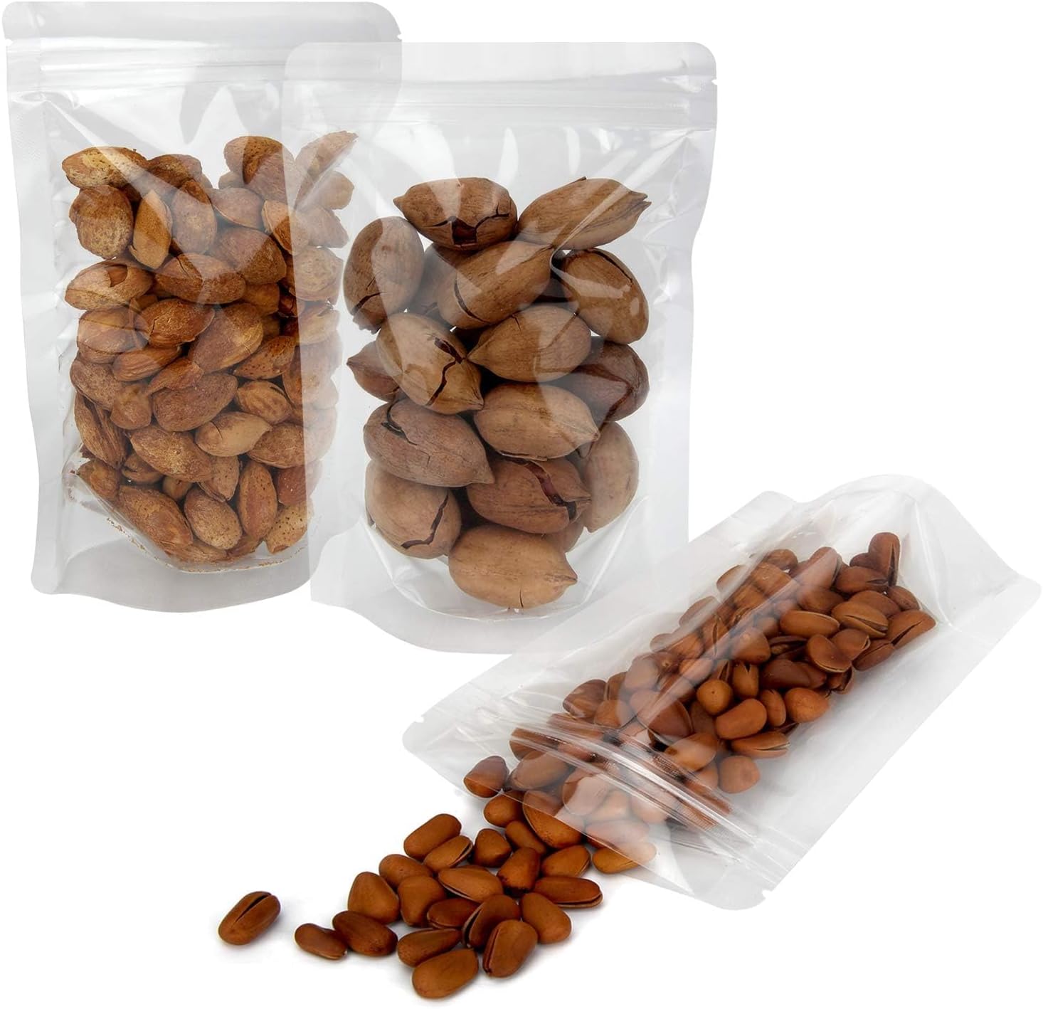 Blisstime 50 Pack Stand Up Pouch Bags, Resealable Clear Self-seal Pouches with Tear Notch for Food Packing (3.9 X 5.9 Inches)