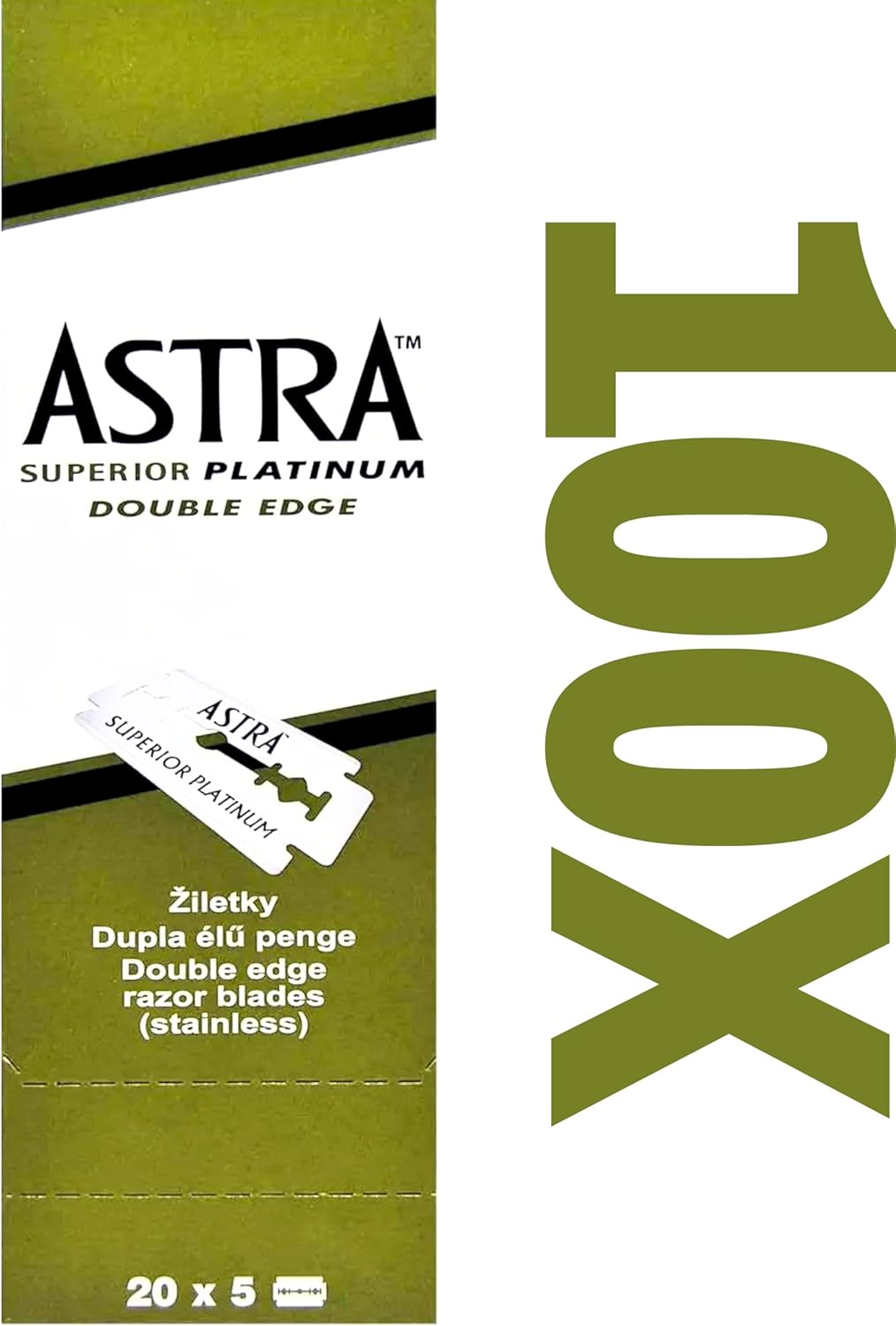 The Shave Factory Premium Shaving Set - Astra Platinum Double Edge Safety Razor Blades (100)