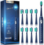 Electric Toothbrush for Adults Kids Electric Toothbrush Rechargeable Sonic Toothbrush Ultrasonic Toothbrush with Timer, 9 Brush Heads, 5 Cleaning Modes 4-Hour Charge Lasts 60 Days (Blue 8-12)