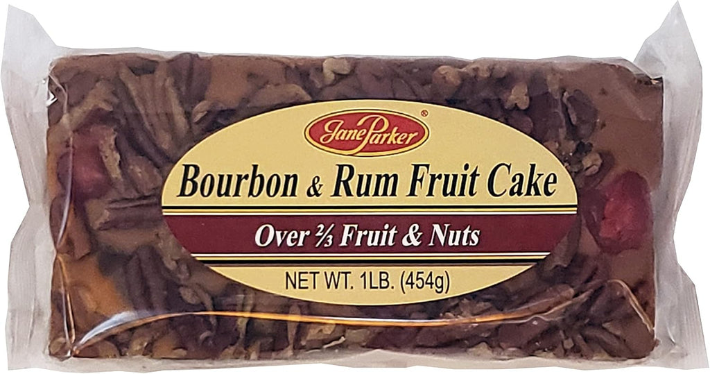 Jane Parker Fruitcake Bourbon & Rum Fruit Cake 1 Pound (16 Ounce) Loaf in a Box -Holiday-Christmas Cake-The Best Fruitcake You Can Buy