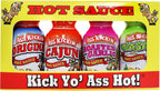 ASS KICKIN' Premium Hot Sauce Bottles Gourmet Gift Set Travel Size – .75 oz. 4 Pack - Try if you dare! – Perfect Gourmet Christmas Gifts for the Hot Sauce Fan