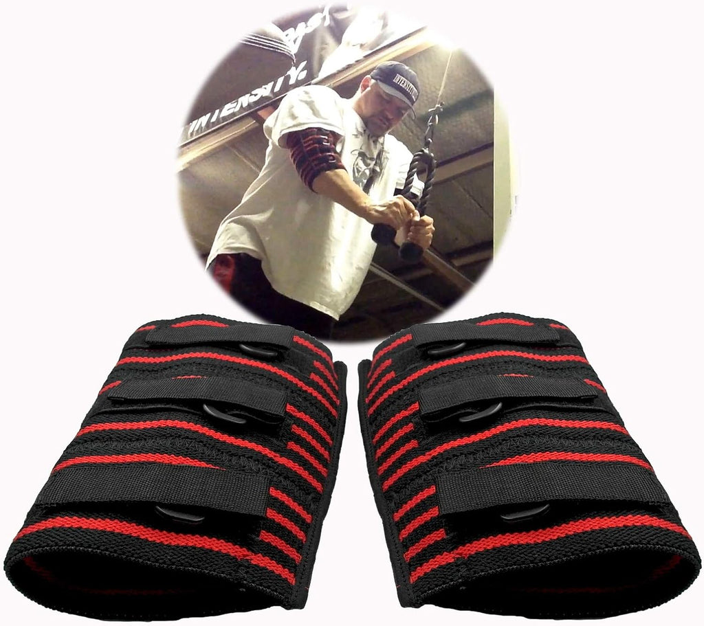 A Pair Weightlifting Elbow Sleeves, Strong Powerlifting Elbow Brace, Adjustable Elbow Support Compression for Men, Strongman (XL)