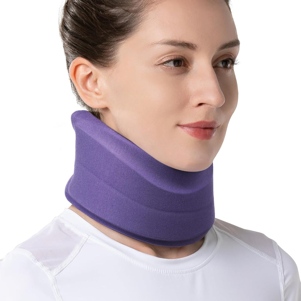 Velpeau Neck Brace for Neck Pain and Strong Support, Soft Cervical Collar for Sleeping Upright, Snoozing - Stabilizes & Relieves Pressure in Spine for Women & Men (Blue, M: 13.5-16.5" / 3" Depth)