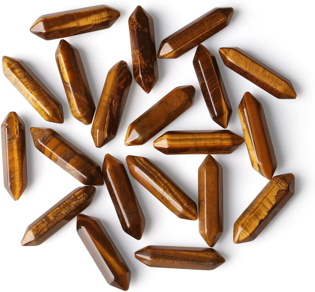 ZHIYUXI Tigers Eye Crystal Healing Crystals Tiger Eye Stone Gemstone Tumbled Polished Energy Reiki Healing Stone Wholesale Crystal Wands Decor Gifts 10 Pcs