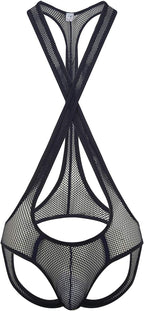 Men's Mesh Jockstrap Bodysuit Leotard Wrestling Singlet Bodysuit
