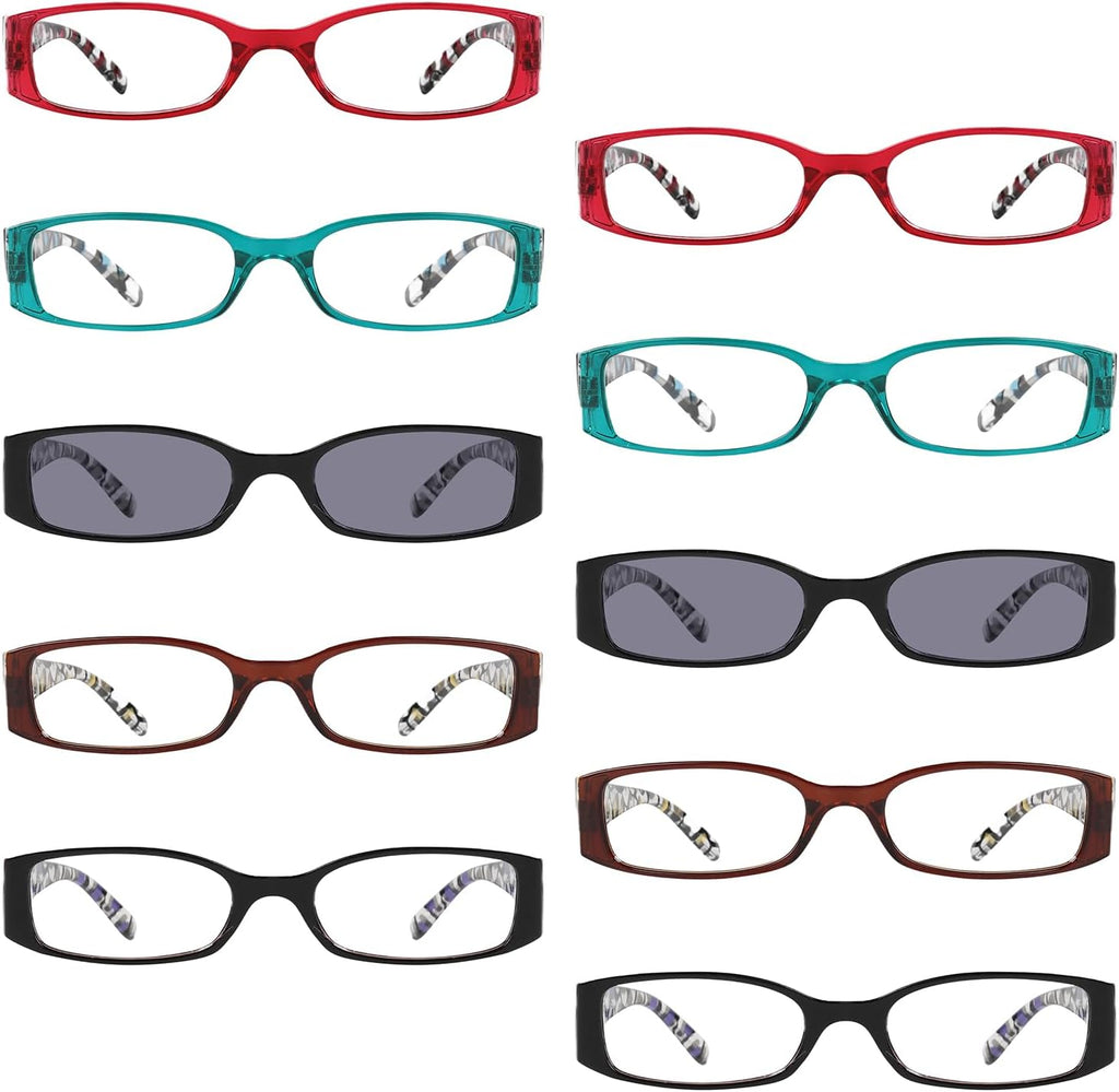 Eyekepper 10 Pack Reading Glasses Floral Patterned Readers Women Inlcude Reader Sunglasses +1.50