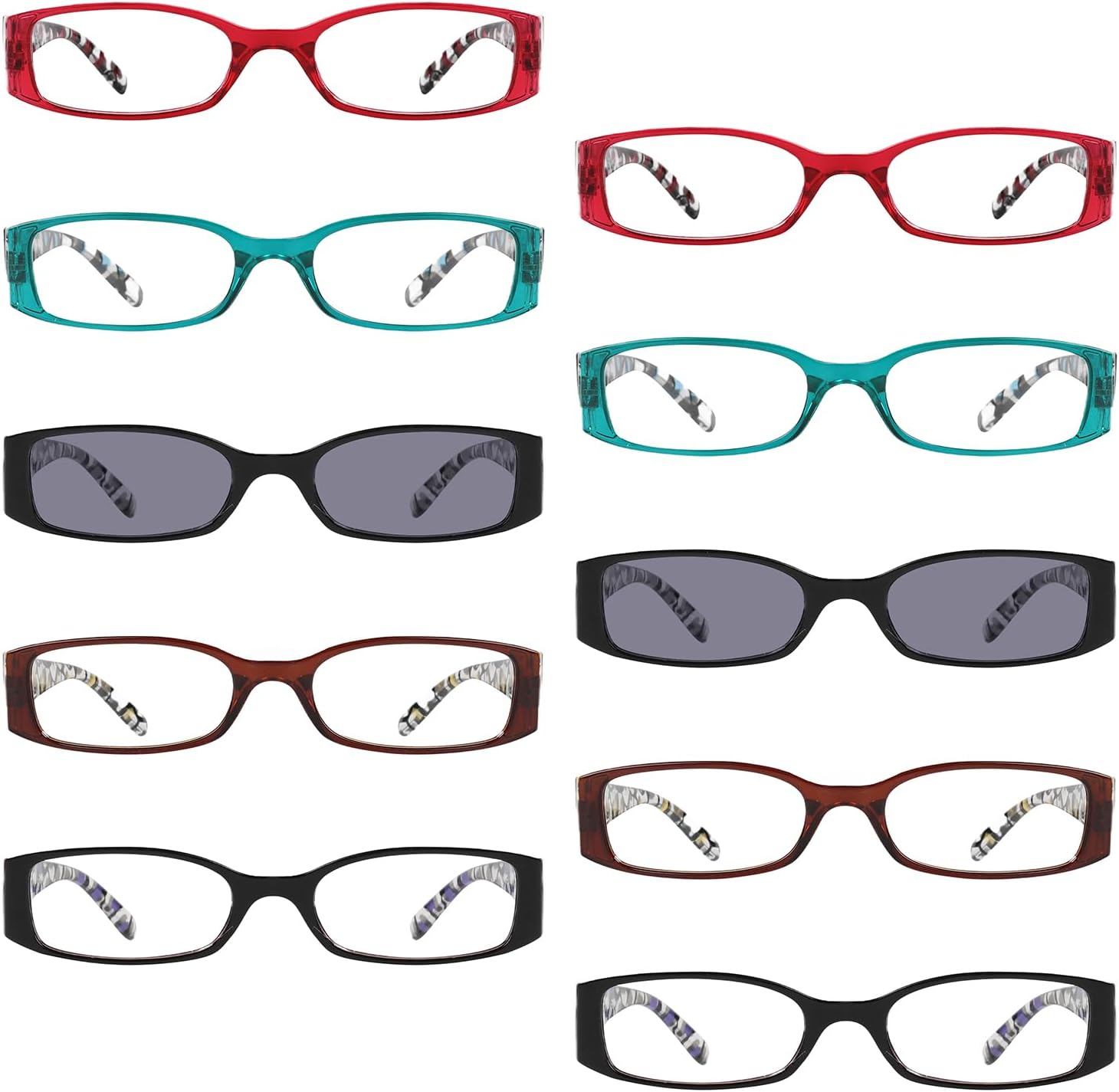 Eyekepper 10 Pack Reading Glasses Floral Patterned Readers Women Inlcude Reader Sunglasses +1.50